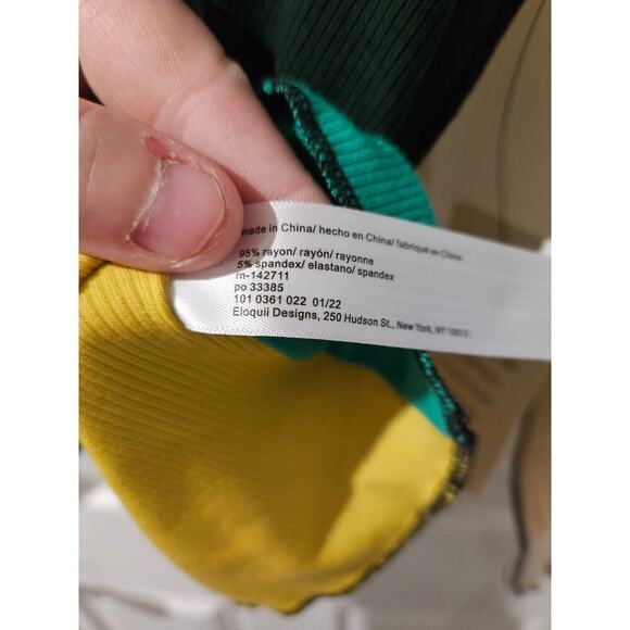 Eloquii‎ Green Yellow Black Patchwork Color Block Top, size 18/20 2X NWT - Picture 8 of 9
